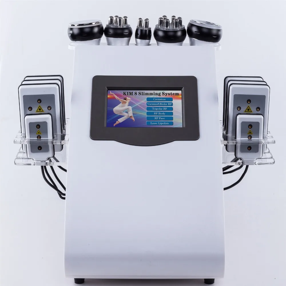 

6 In 1 40K or 80K Ultrasonic Cavitation Vacuum Radio Frequency Laser 8 Pads lipolaser Slimming Machine